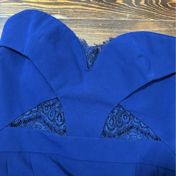 The kooples navy blue strapless lace mini evening dress size L - Picture 6 of 8